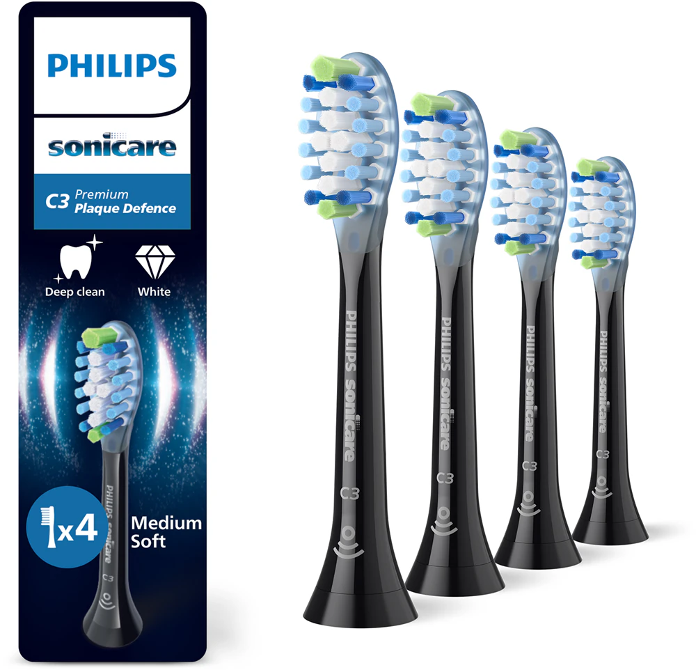 Philips Sonicare C3 Premium Plaque Defense Têtes de brosse de rechange Noir (4 pièces)
