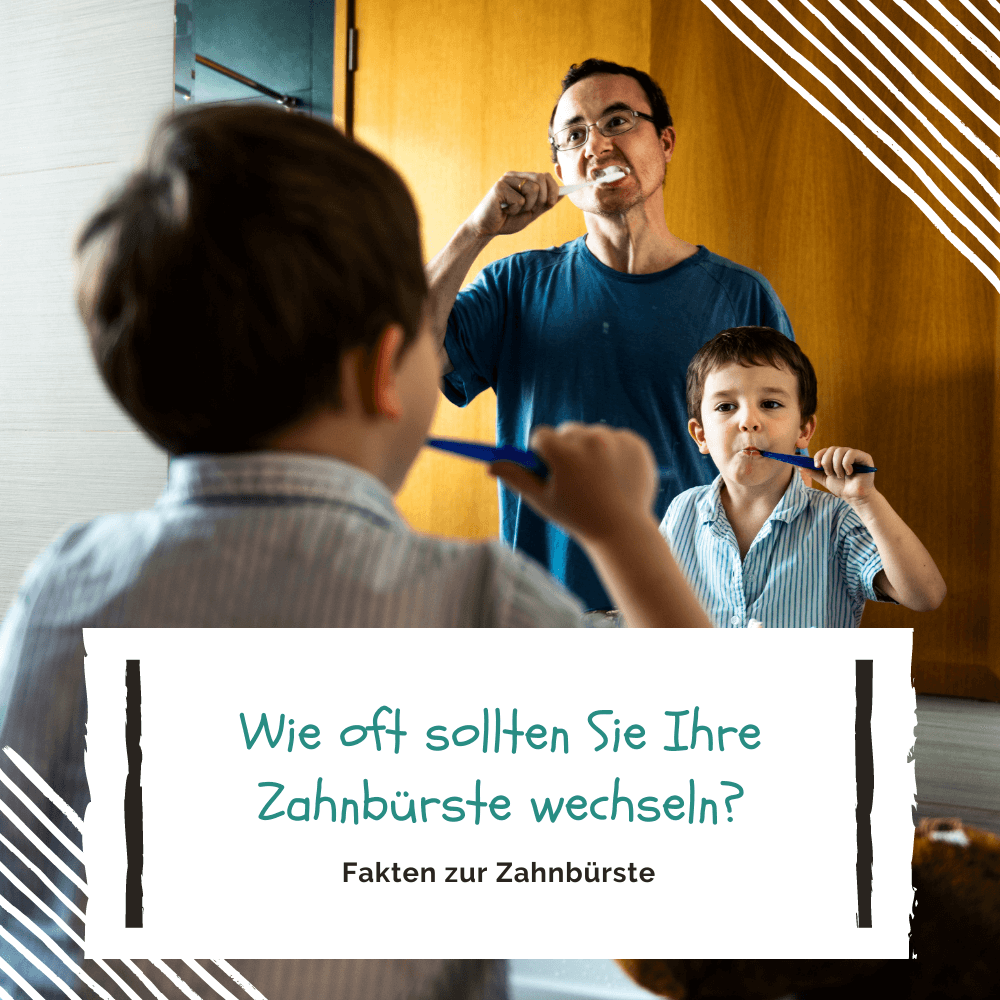 Mann und Kind beim Zähneputzen
