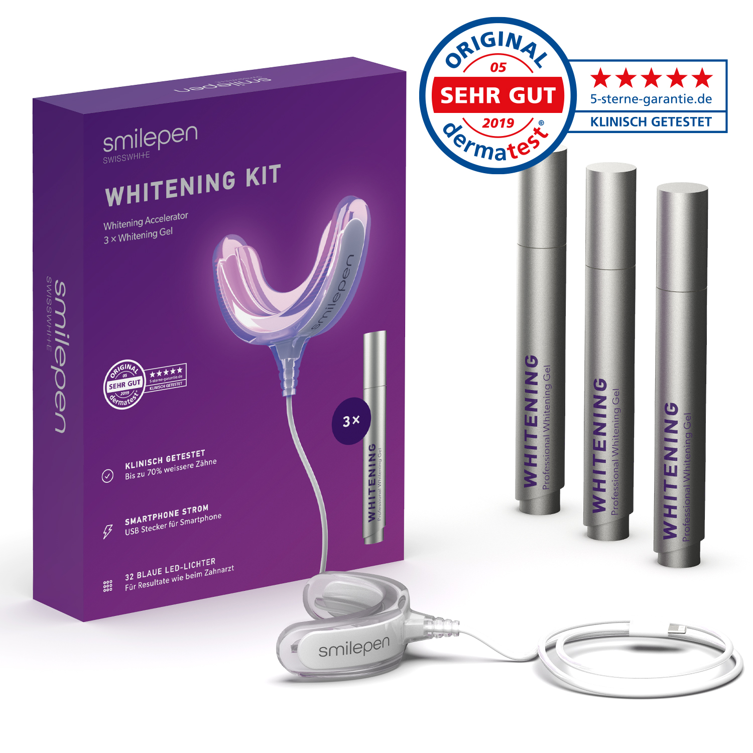 smilepen whitening kit with badge