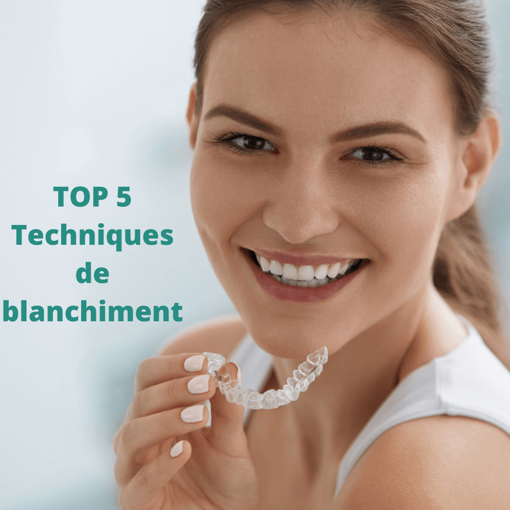 femme souriant avec un produit blanchissant
